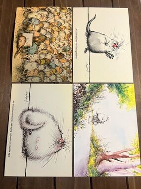 Lot 4 Vintage Ronald Searle Art Postcards By Camden Graphics 1980s Unused